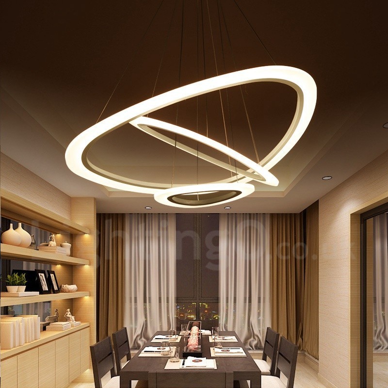 Dimmable With Remote Control Modern Contemporary 3 Light Aluminum Alloy Pendant Light with Acrylic Shade