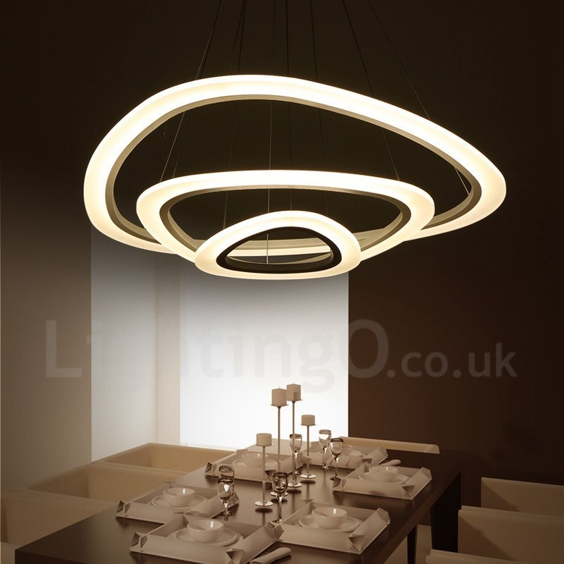 Dimmable With Remote Control Modern Contemporary 3 Light Aluminum Alloy Pendant Light with Acrylic Shade