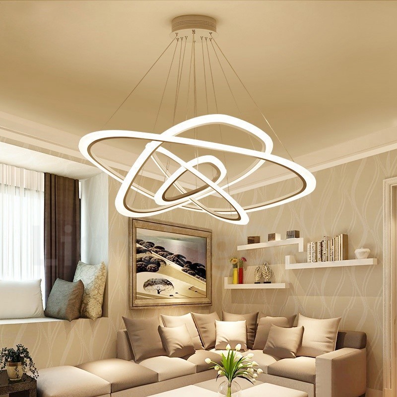 Dimmable With Remote Control Modern Contemporary 4 Light Aluminum Alloy Pendant Light with Acrylic Shade