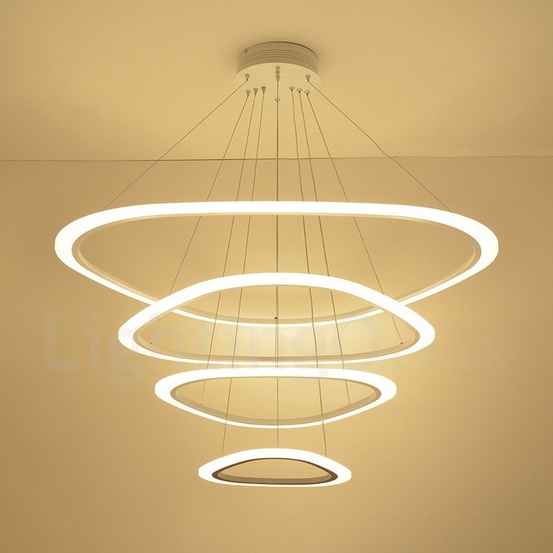 Dimmable With Remote Control Modern Contemporary 4 Light Aluminum Alloy Pendant Light with Acrylic Shade