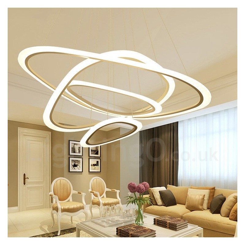 Dimmable With Remote Control Modern Contemporary 4 Light Aluminum Alloy Pendant Light with Acrylic Shade