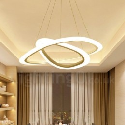 Dimmable With Remote Control Modern Contemporary 2 Rings Light Aluminum Alloy Pendant Light with Acrylic Shade