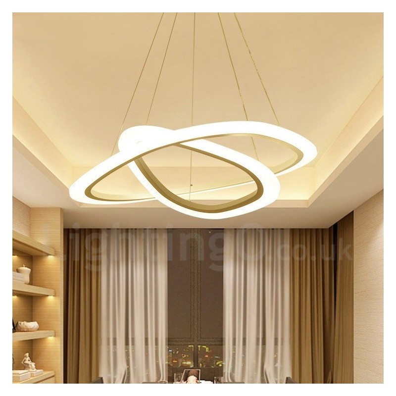 Dimmable With Remote Control Modern Contemporary 2 Rings Light Aluminum Alloy Pendant Light with Acrylic Shade