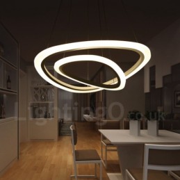 Dimmable With Remote Control Modern Contemporary 2 Rings Light Aluminum Alloy Pendant Light with Acrylic Shade