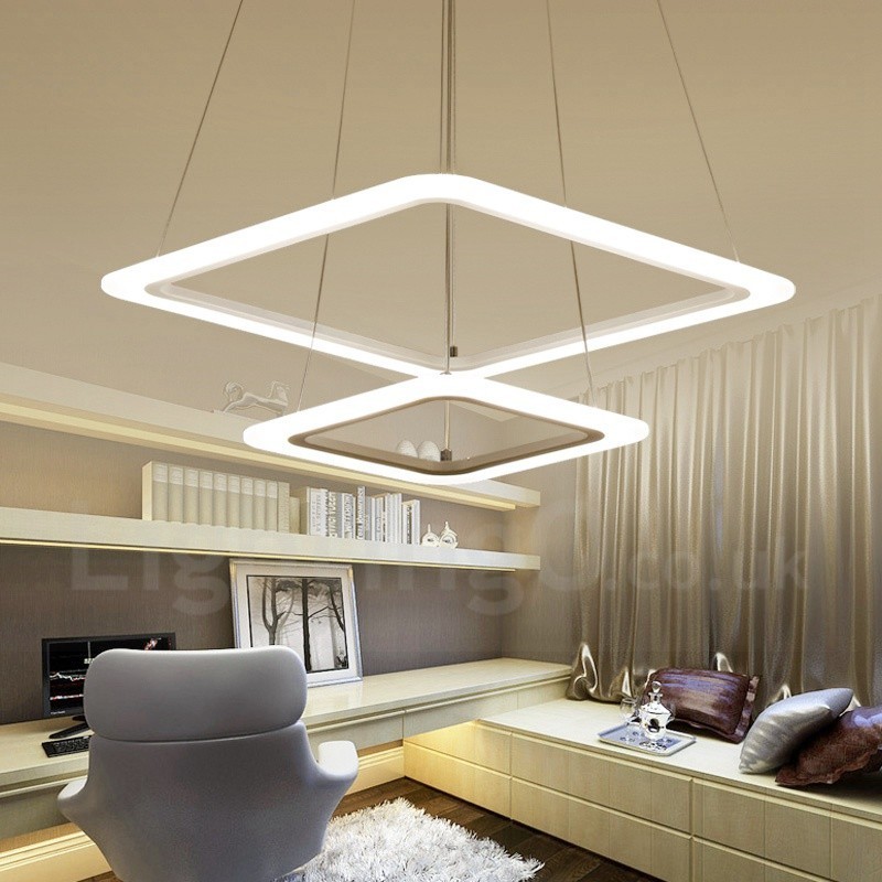 Modern Contemporary 2 Light Aluminum Alloy Pendant Light with Acrylic Shade