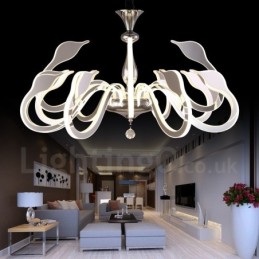 Dimmable Modern Contemporary 12 Light Steel Chandelier with Acrylic Shade