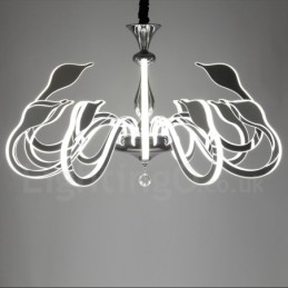 Dimmable Modern Contemporary 12 Light Steel Chandelier with Acrylic Shade