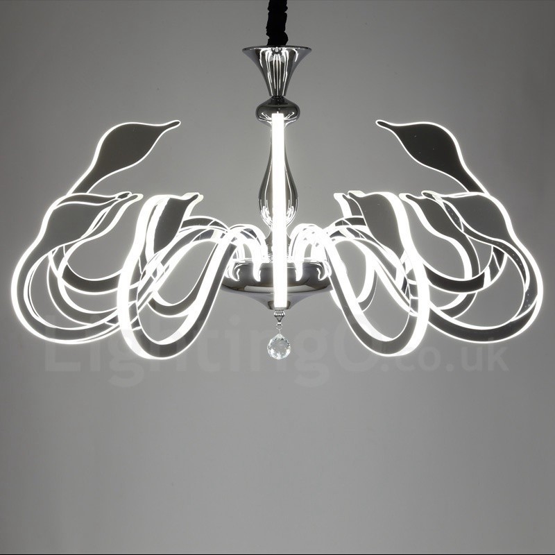 Dimmable Modern Contemporary 12 Light Steel Chandelier with Acrylic Shade