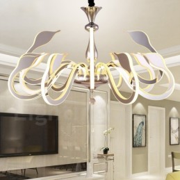 Dimmable Modern Contemporary 12 Light Steel Chandelier with Acrylic Shade