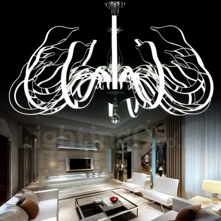 Dimmable Modern Contemporary 15 Light Steel Chandelier with Acrylic Shade
