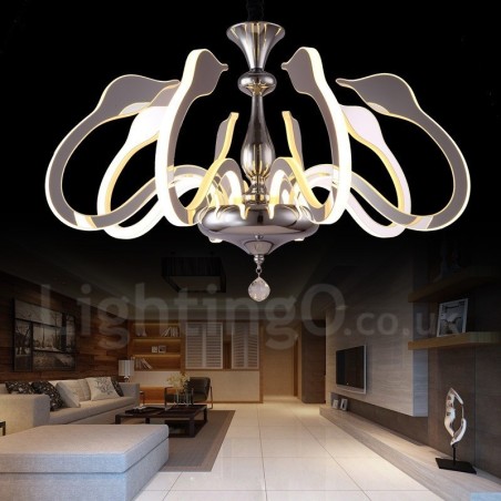 Dimmable Modern Contemporary 8 Light Steel Chandelier with Acrylic Shade