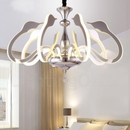 Dimmable Modern Contemporary 8 Light Steel Chandelier with Acrylic Shade