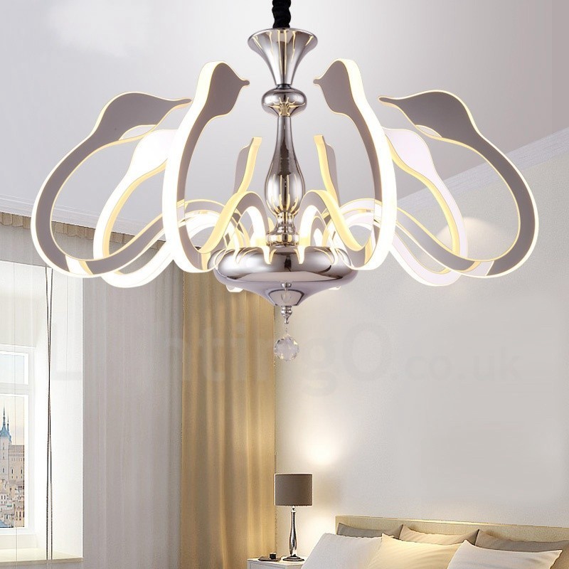 Dimmable Modern Contemporary 8 Light Steel Chandelier with Acrylic Shade