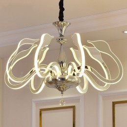 Dimmable Modern Contemporary 8 Light Steel Chandelier with Acrylic Shade