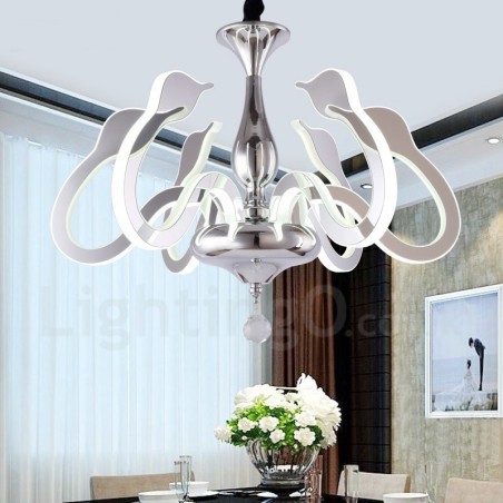 Dimmable Modern Contemporary 6 Light Steel Chandelier with Acrylic Shade
