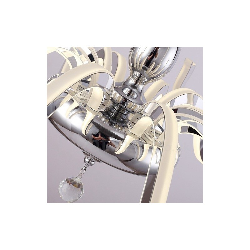 Dimmable Modern Contemporary 6 Light Steel Chandelier with Acrylic Shade