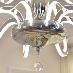 Dimmable Modern Contemporary 6 Light Steel Chandelier with Acrylic Shade