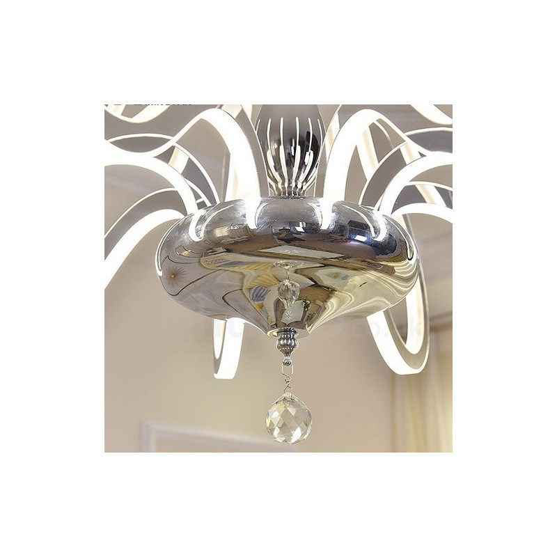 Dimmable Modern Contemporary 6 Light Steel Chandelier with Acrylic Shade