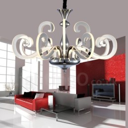 Dimmable Modern Contemporary 12 Light Steel Chandelier with Acrylic Shade