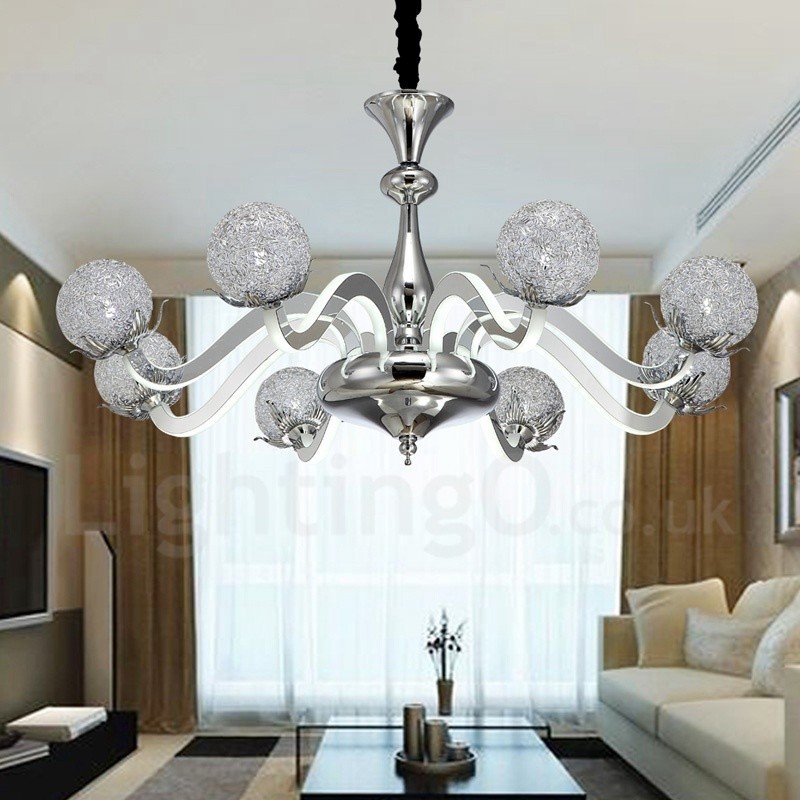 Dimmable Modern Contemporary 8 Light Steel Chandelier with Aluminum Alloy Shade