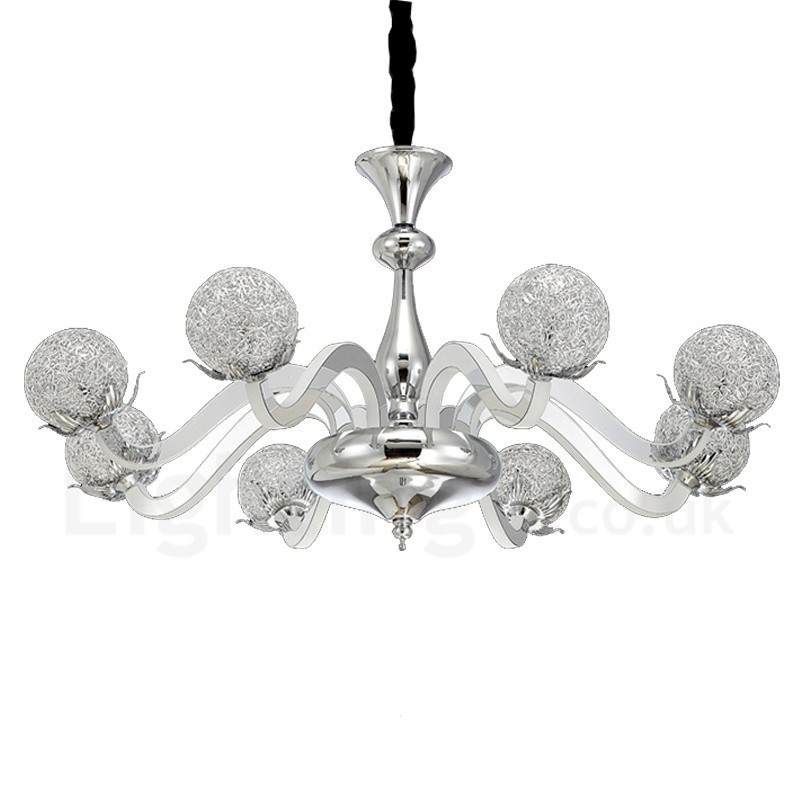 Dimmable Modern Contemporary 8 Light Steel Chandelier with Aluminum Alloy Shade