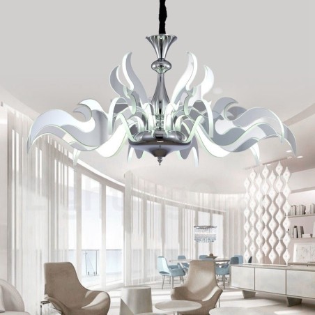 Dimmable Modern Contemporary 15 Light Steel Chandelier with Acrylic Shade