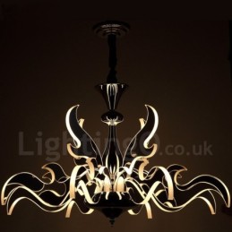 Dimmable Modern Contemporary 12 Light Steel Chandelier with Acrylic Shade