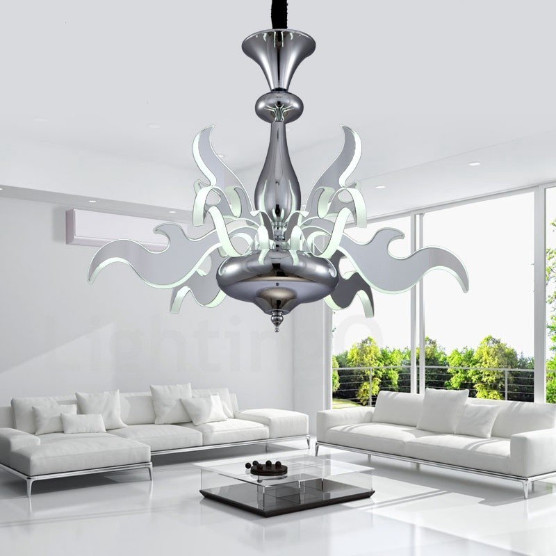 Dimmable Modern Contemporary 9 Light Steel Chandelier with Acrylic Shade