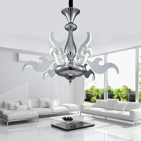 Dimmable Modern Contemporary 9 Light Steel Chandelier with Acrylic Shade