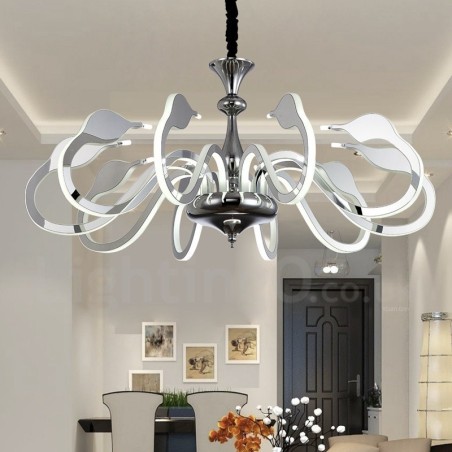 Dimmable Modern Contemporary 10 Light Steel Chandelier with Acrylic Shade