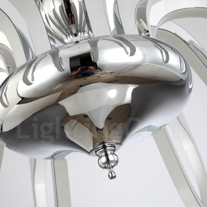 Dimmable Modern Contemporary 10 Light Steel Chandelier with Acrylic Shade