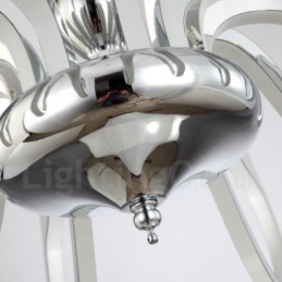 Dimmable Modern Contemporary 8 Light Steel Chandelier with Acrylic Shade