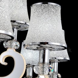 Dimmable Modern Contemporary 15 Light Steel Chandelier with Glass Shade