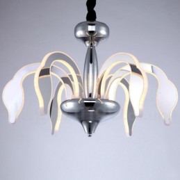 Dimmable Modern Contemporary 6 Light Steel Chandelier with Acrylic Shade