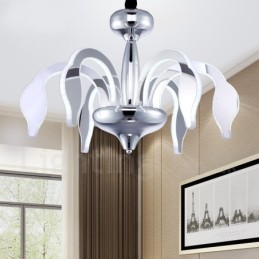 Dimmable Modern Contemporary 6 Light Steel Chandelier with Acrylic Shade