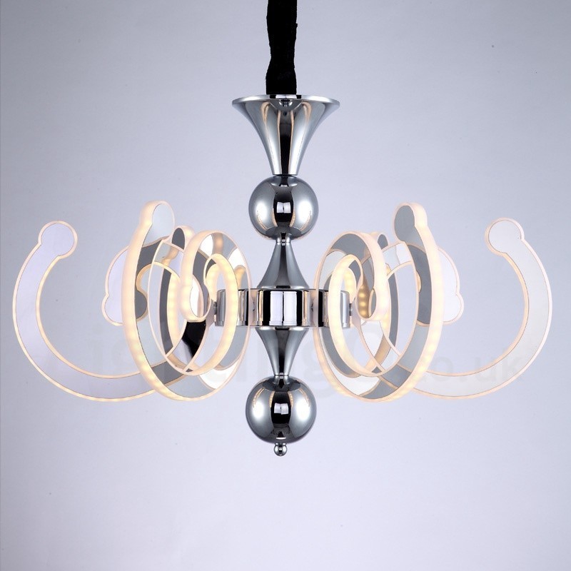 Dimmable Modern Contemporary 6 Light Steel Chandelier with Acrylic Shade