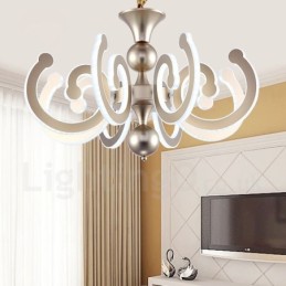 Dimmable Modern Contemporary 8 Light Steel Chandelier with Acrylic Shade