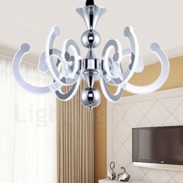 Dimmable Modern Contemporary 8 Light Steel Chandelier with Acrylic Shade