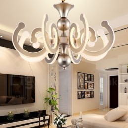 Dimmable Modern Contemporary 8 Light Steel Chandelier with Acrylic Shade
