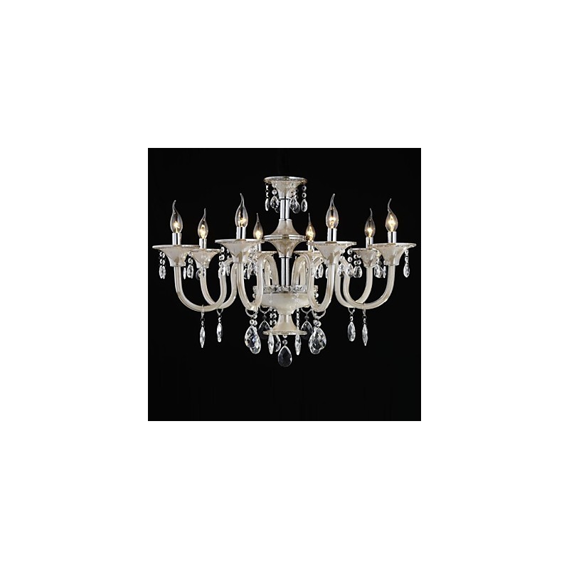 8 Light The style of palace Glass Chandelier With Candle Bulb