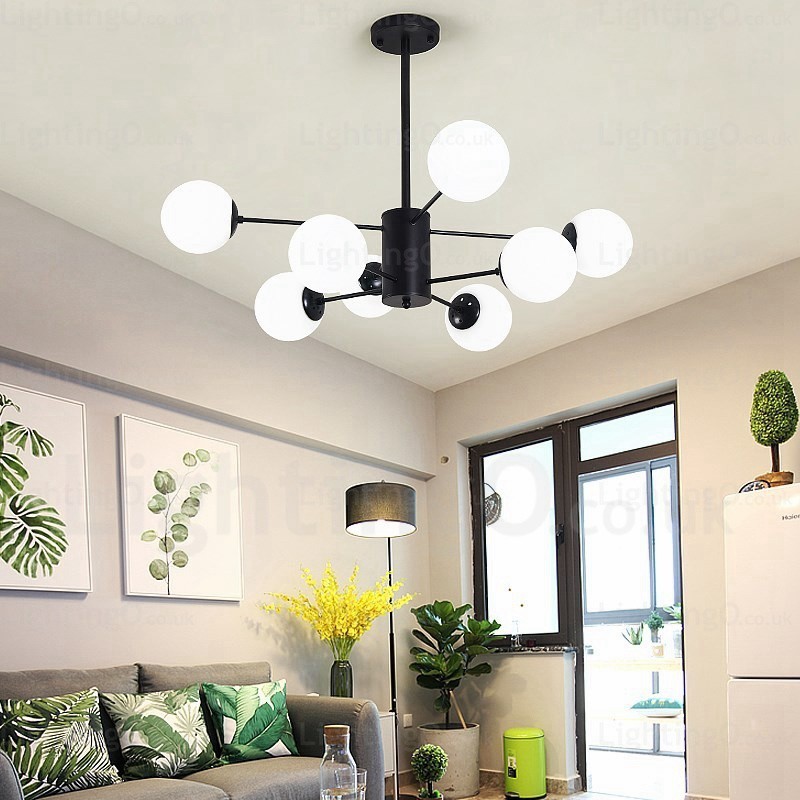 8 Light Modern Contemporary Chandelier with Glass Shade