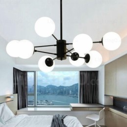 8 Light Modern Contemporary Chandelier with Glass Shade