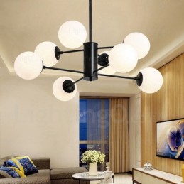 8 Light Modern Contemporary Chandelier with Glass Shade