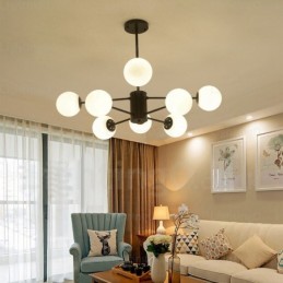 8 Light Modern Contemporary Chandelier with Glass Shade