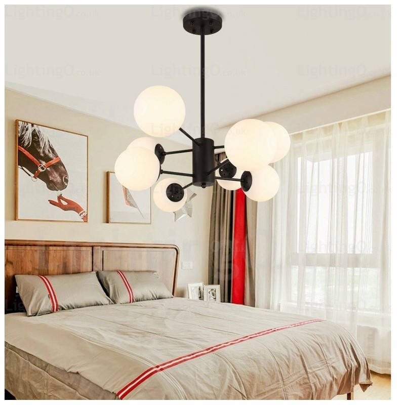 8 Light Modern Contemporary Chandelier with Glass Shade