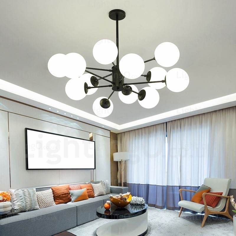 12 Light Nordic Chandelier with Glass Shade