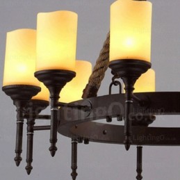 12 Light Country Rustic Vintage Retro Pendant Light with Glass Shade