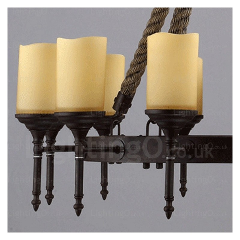 12 Light Country Rustic Vintage Retro Pendant Light with Glass Shade