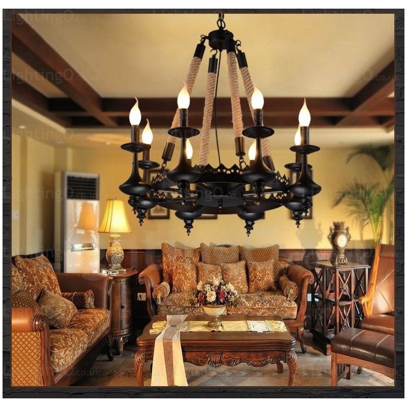 8 Light Country Rustic Pendant Light