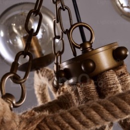 6 Light Vintage Retro Pendant Light with Glass Shade